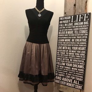 S.L. Fashions black & bronze a line party dress